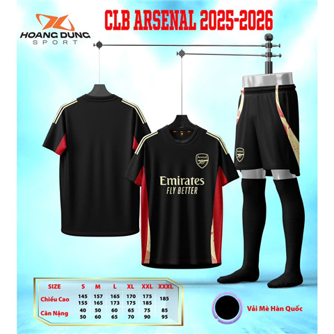 Quần Áo HD Arsenal 25/26 Đen
