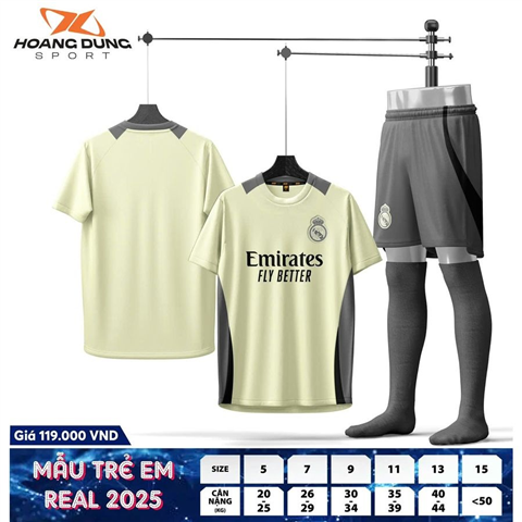 Quần Áo Trẻ Em HD Real Madrid Training 25/26 Kem