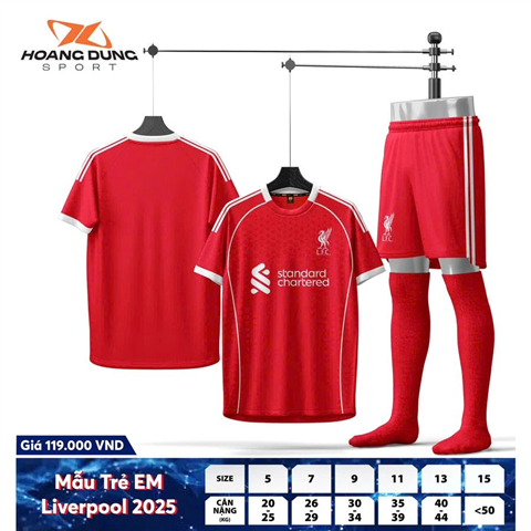 Quần Áo Trẻ Em HD Liverpool 25/26 Đỏ