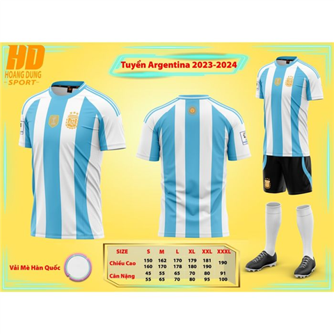 Quần Áo HD Argentina 2024 Trắng Xanh