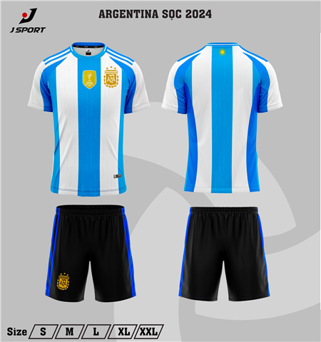 Quần Áo JP Argentina 2024 Trắng Xanh