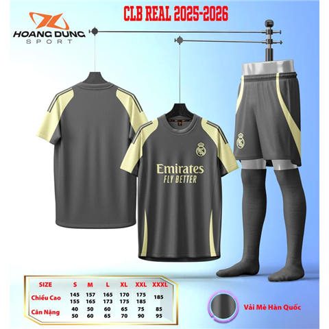 Quần Áo HD Real Madrid Training 25/26 Xám