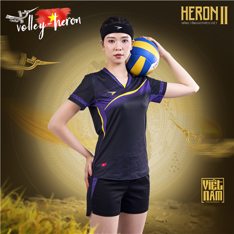 Quần Áo Bóng Chuyền Beyono Heron 2 Nữ Đen