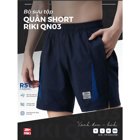 Quần Thể Thao Riki QN03 Đen Bích