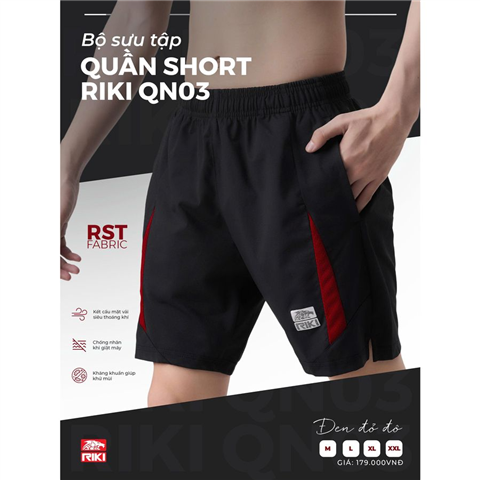 Quần Thể Thao Riki QN03 Đen Đỏ