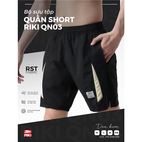Quần Thể Thao Riki QN03 Đen Kem