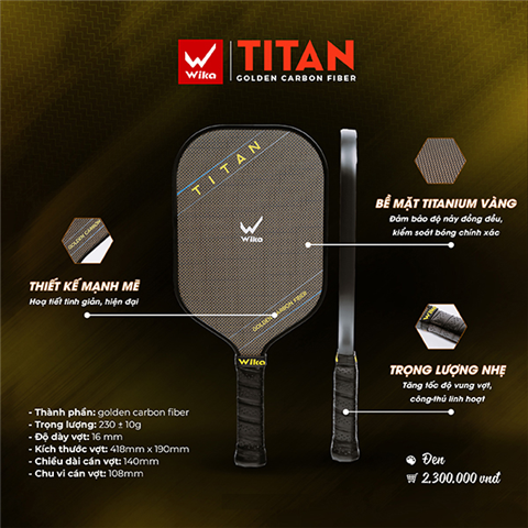 Vợt Pickleball Wika Titan Đen