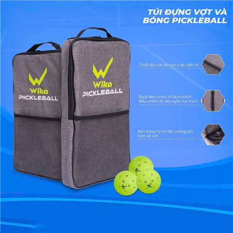 Túi đựng vợt Pickleball Wika Xám