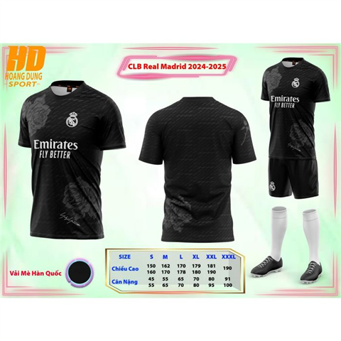 Quần áo HD Real Madrid 24/25 Đen