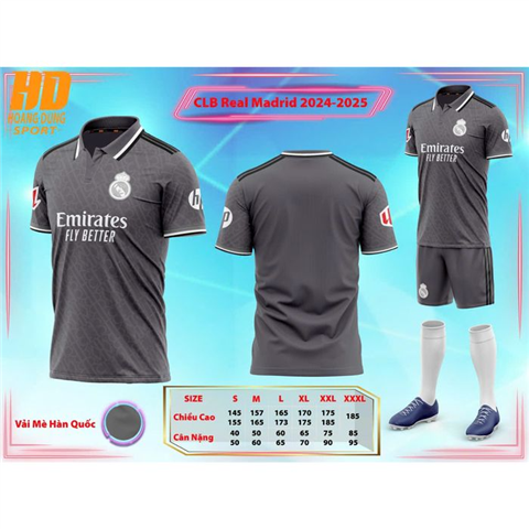 Quần áo HD Real Madrid 24/25 Xám