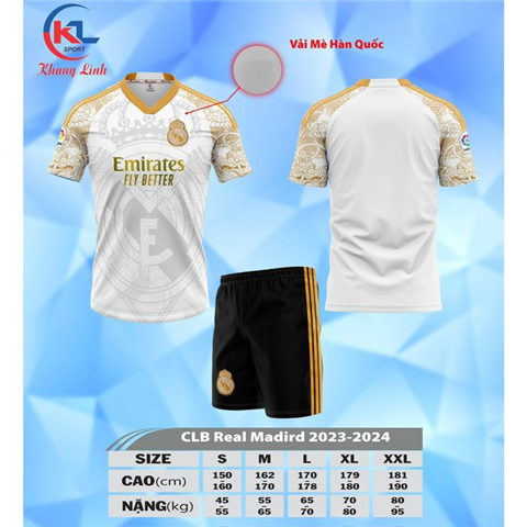 Quần áo KL Real Madrid 24/25 Trắng Vàng