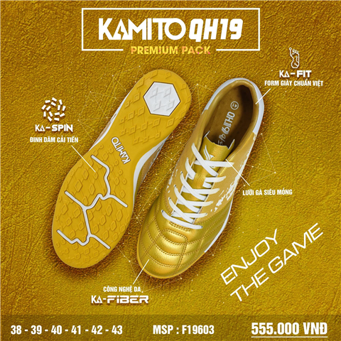 Giày Kamito QH19 Premium Pack 38 Vàng