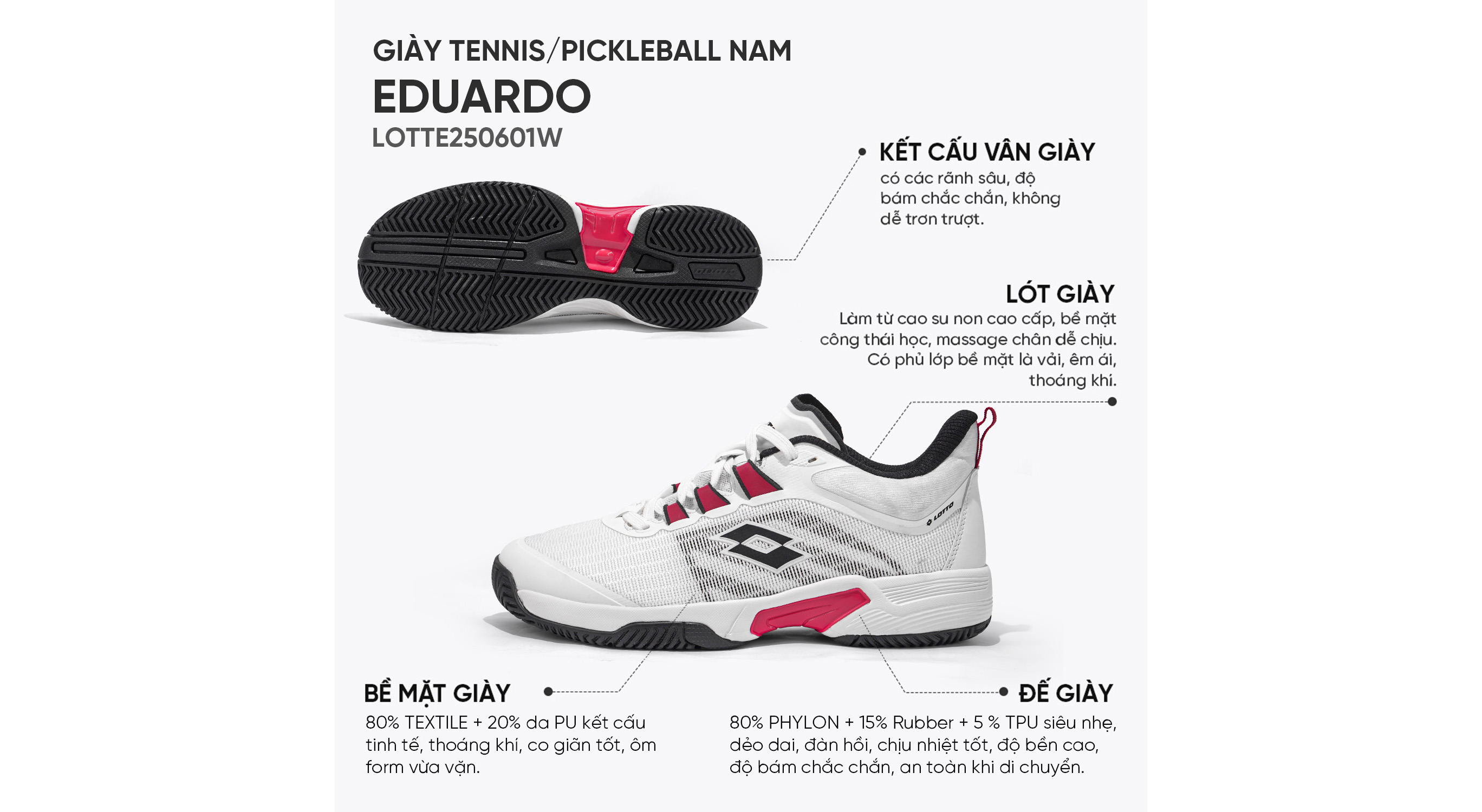 Giày Pickleball Lotto Eduardo
