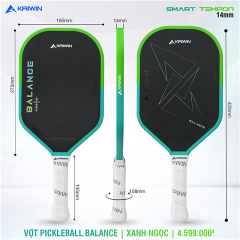 Vợt Pickleball Kaiwin Balance 14mm Xanh Ngọc