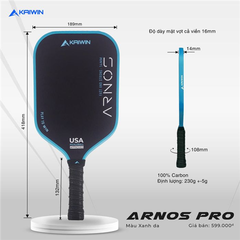 Vợt Pickleball Kaiwin Arnos Pro Xanh