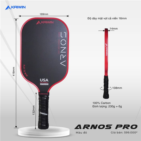 Vợt Pickleball Kaiwin Arnos Pro Đỏ