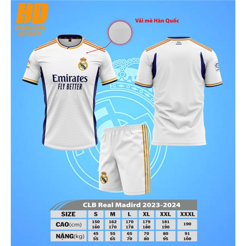 Quần áo HD Real Madrid vải mè